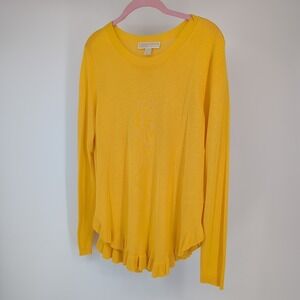 Michael Kors P/M Bright Yellow Women's Sweater Ruffle Bottom